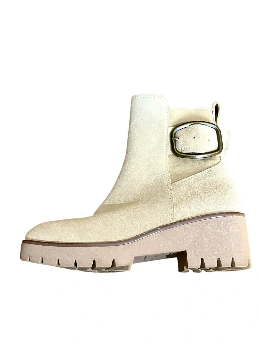 Blondo Daliha Water Proof Ankle Boot Lug Sole Suede Bootie Tan Size 6.5